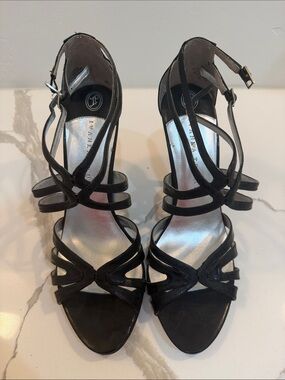 Ivanka Trump Black Strappy Open-Toe Heels